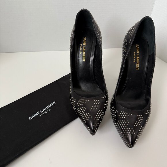 YSL Nappa Leather Broderie Babycat Pumps - Picture 1 of 6